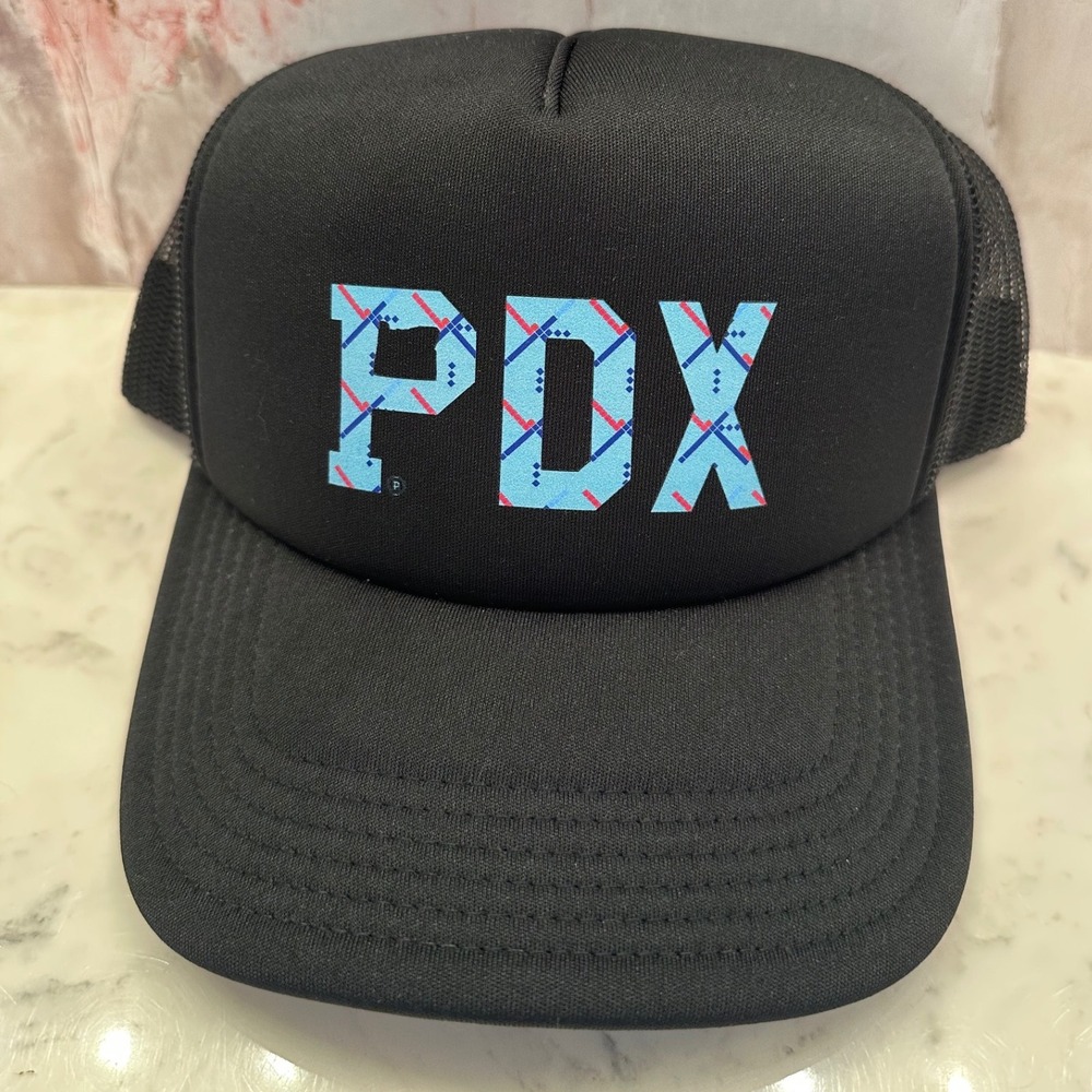 Portland Gear PDX Carpet Foam Trucker Hat Black Mesh Snapback Cap NWT One Size